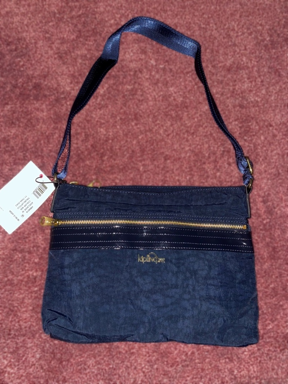 Kipling Navy Blue Crossbody Bag with Gold Hardware